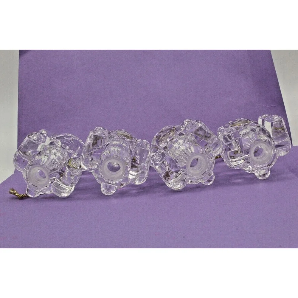 Bear Light Covers Silvestri Set of 4 Acrylic Crystal Cut Design Ornaments VTG